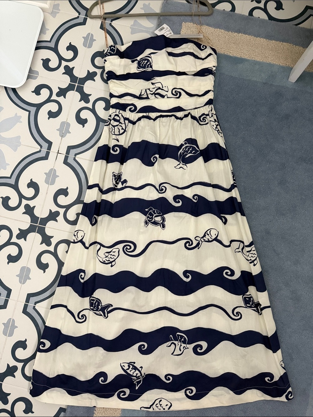 Tuckernuck Dress To Paint Print Navy & White Maxi Dress